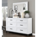 Picture of White Dresser and Mirror 