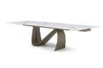 Picture of 83-123" Extendable White/Grey Marble Dining Table