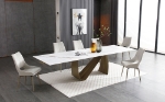 Picture of 83-123" Extendable White/Grey Marble Dining Table