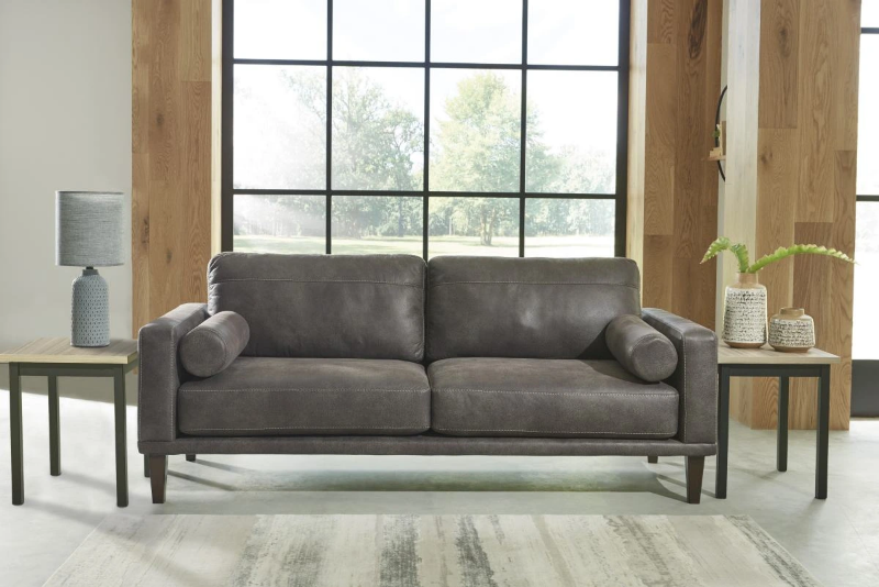 Picture of Grey/Brown Leather suede feel sofa for $399