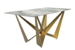 Picture of 55"/62"/71" Wide Dining Table with Rectangular Sintered Stone/Glass Tabletop and Steel Legs