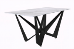 Picture of 55"/62"/71" Wide Dining Table with Rectangular Sintered Stone/Glass Tabletop and Steel Legs