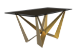 Picture of 55"/62"/71" Wide Dining Table with Rectangular Sintered Stone/Glass Tabletop and Steel Legs