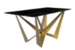 Picture of 55"/62"/71" Wide Dining Table with Rectangular Sintered Stone/Glass Tabletop and Steel Legs