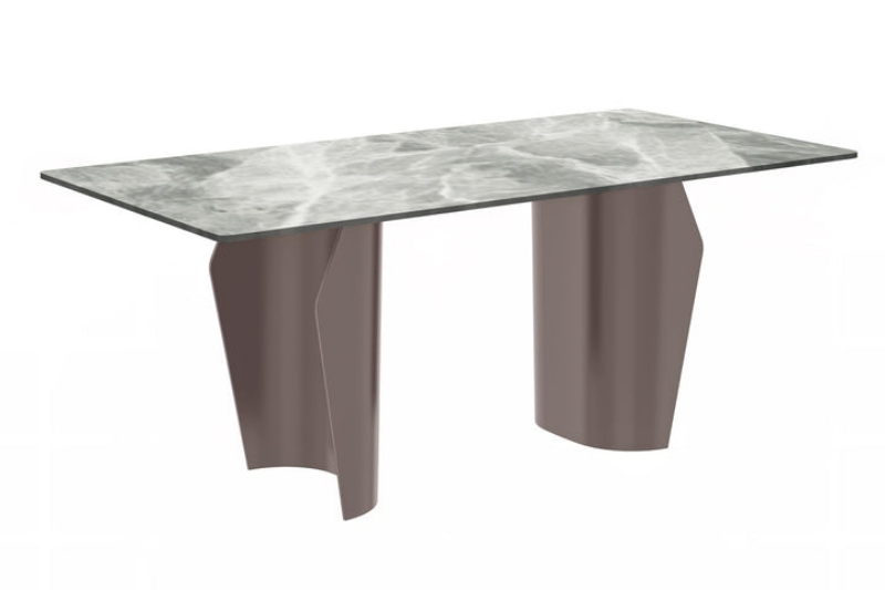 Picture of 55"/62"/71" Wide Dining Table with Rectangular Glass or Sintered Stone Tabletop and Steel Legs