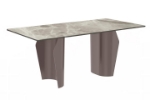 Picture of 55"/62"/71" Wide Dining Table with Rectangular Glass or Sintered Stone Tabletop and Steel Legs