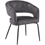 Picture of Dining Chair Upholstered in Leather/Velvet with Open Curved Backrest in Black Iron