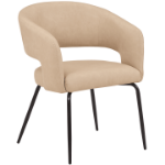 Picture of Dining Chair Upholstered in Leather/Velvet with Open Curved Backrest in Black Iron