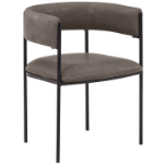 Picture of Dining Chair in Leather or Velvet with Open Back Design and Powder-Coated Iron Frame