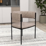 Picture of Dining Chair in Leather or Velvet with Open Back Design and Powder-Coated Iron Frame