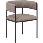 Picture of Dining Chair in Leather or Velvet with Open Back Design and Powder-Coated Iron Frame