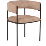 Picture of Dining Chair in Leather or Velvet with Open Back Design and Powder-Coated Iron Frame