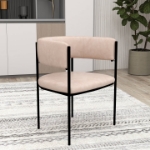 Picture of Dining Chair in Leather or Velvet with Open Back Design and Powder-Coated Iron Frame