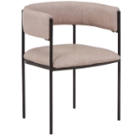 Picture of Dining Chair in Leather or Velvet with Open Back Design and Powder-Coated Iron Frame