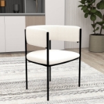 Picture of Dining Chair in Leather or Velvet with Open Back Design and Powder-Coated Iron Frame