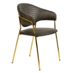 Picture of Dining Chair Upholsted in Leather or Velvet in Gold Stainless Steel