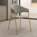 Picture of Dining Chair Upholsted in Leather or Velvet in Gold Stainless Steel