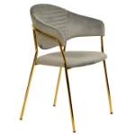 Picture of Dining Chair Upholsted in Leather or Velvet in Gold Stainless Steel