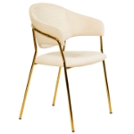 Picture of Dining Chair Upholsted in Leather or Velvet in Gold Stainless Steel