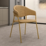 Picture of Dining Chair Upholsted in Leather or Velvet in Gold Stainless Steel