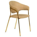 Picture of Dining Chair Upholsted in Leather or Velvet in Gold Stainless Steel