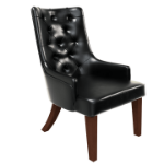 Picture of Dining Chair in Leather/Velvet with Diamond-Tufted Design and Rubberwood Legs