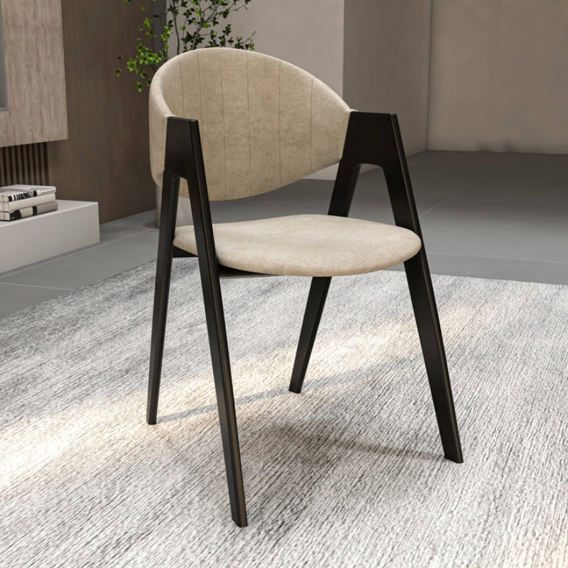 Picture of Dining Chair in Leather/Polyester with Curved and Open-Back Design