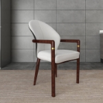 Picture of Dining Chair in Velvet or Leather Upholstery with Rubberwood Frame with Gold Accents