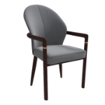 Picture of Dining Chair in Velvet or Leather Upholstery with Rubberwood Frame with Gold Accents