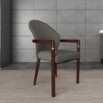 Picture of Dining Chair in Velvet or Leather Upholstery with Rubberwood Frame with Gold Accents