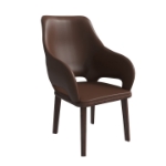 Picture of Dining Chair Upholstered in Leather with Rubberwood Base