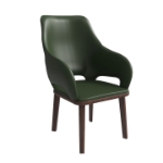 Picture of Dining Chair Upholstered in Leather with Rubberwood Base