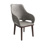 Picture of Dining Chair Upholstered in Leather with Rubberwood Base