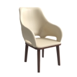 Picture of Dining Chair Upholstered in Leather with Rubberwood Base