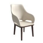 Picture of Dining Chair Upholstered in Leather with Rubberwood Base