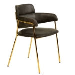 Picture of Dining Chair with Curved Open-Back Design and Gold Stainless Steel Legs