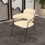 Picture of Dining Chair with Curved Open-Back and Arms and Black Stainless Steel Legs