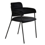 Picture of Dining Chair with Curved Open-Back and Arms and Black Stainless Steel Legs