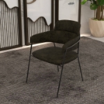 Picture of Dining Chair with Curved Open-Back and Arms and Black Stainless Steel Legs