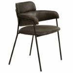 Picture of Dining Chair with Curved Open-Back and Arms and Black Stainless Steel Legs