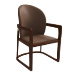 Picture of Dining Chair in Upholstered Leather Accent Arm Chair and Rubberwood Frame and Legs