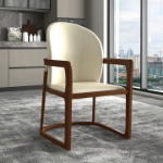 Picture of Dining Chair in Upholstered Leather Accent Arm Chair and Rubberwood Frame and Legs