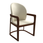 Picture of Dining Chair in Upholstered Leather Accent Arm Chair and Rubberwood Frame and Legs