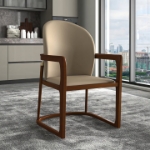 Picture of Dining Chair in Upholstered Leather Accent Arm Chair and Rubberwood Frame and Legs