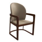 Picture of Dining Chair in Upholstered Leather Accent Arm Chair and Rubberwood Frame and Legs