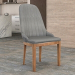 Picture of Dining Chair Upholstered in Leather with Diamond Stitching Back Design