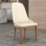 Picture of Dining Chair Upholstered in Leather with Diamond Stitching Back Design