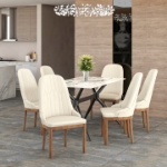 Picture of Dining Chair Upholstered in Leather with Diamond Stitching Back Design