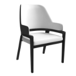 Picture of Dining Chair Upholstered in Leather with Curved Open Back Design and Rubberwood Frame