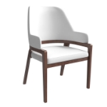 Picture of Dining Chair Upholstered in Leather with Curved Open Back Design and Rubberwood Frame